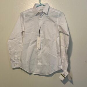 Calvin Klein long sleeve collard full button down white dress shirt